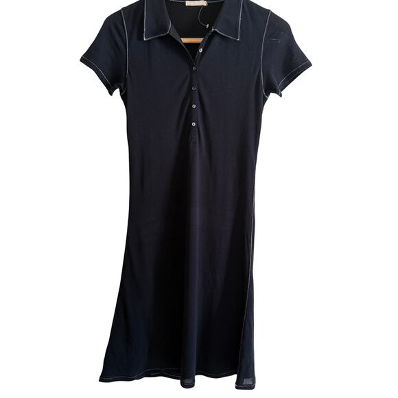 Y2K Vintage | 7 FOR ALL MANKIND |  Navy Blue Pique Short Sleeve Polo Dress Small - Picture 1 of 8